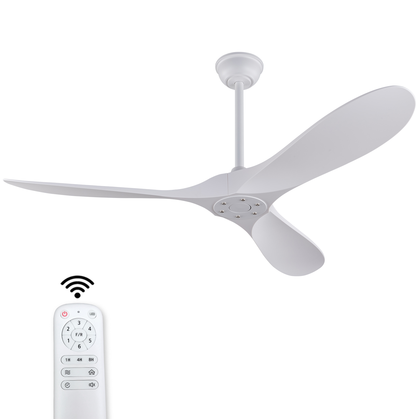 60-zoll Weißer Deckenventilator Ohne Licht Mit Fernbedienung, Abs-flügeln, Reversiblem Dc-motor, Timer-funktion, Moderner Innen- Und Außen-deckenventilator Für Schlafzimmer, Wohnzimmer, Terrassen Und