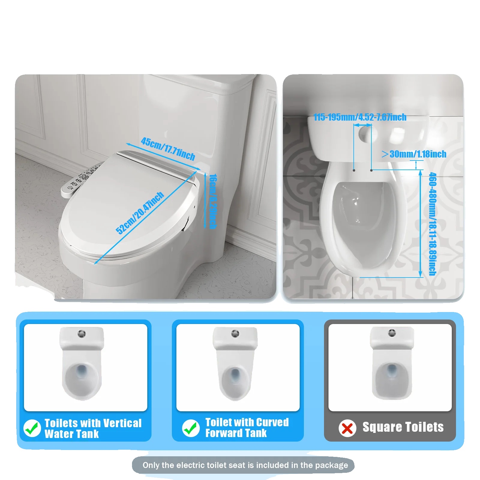 Bidet-wc-sitz, Einstellbare Wassertemperatur, Sicherheitsmerkmale, Weiß, 220 V, Eu-stecker