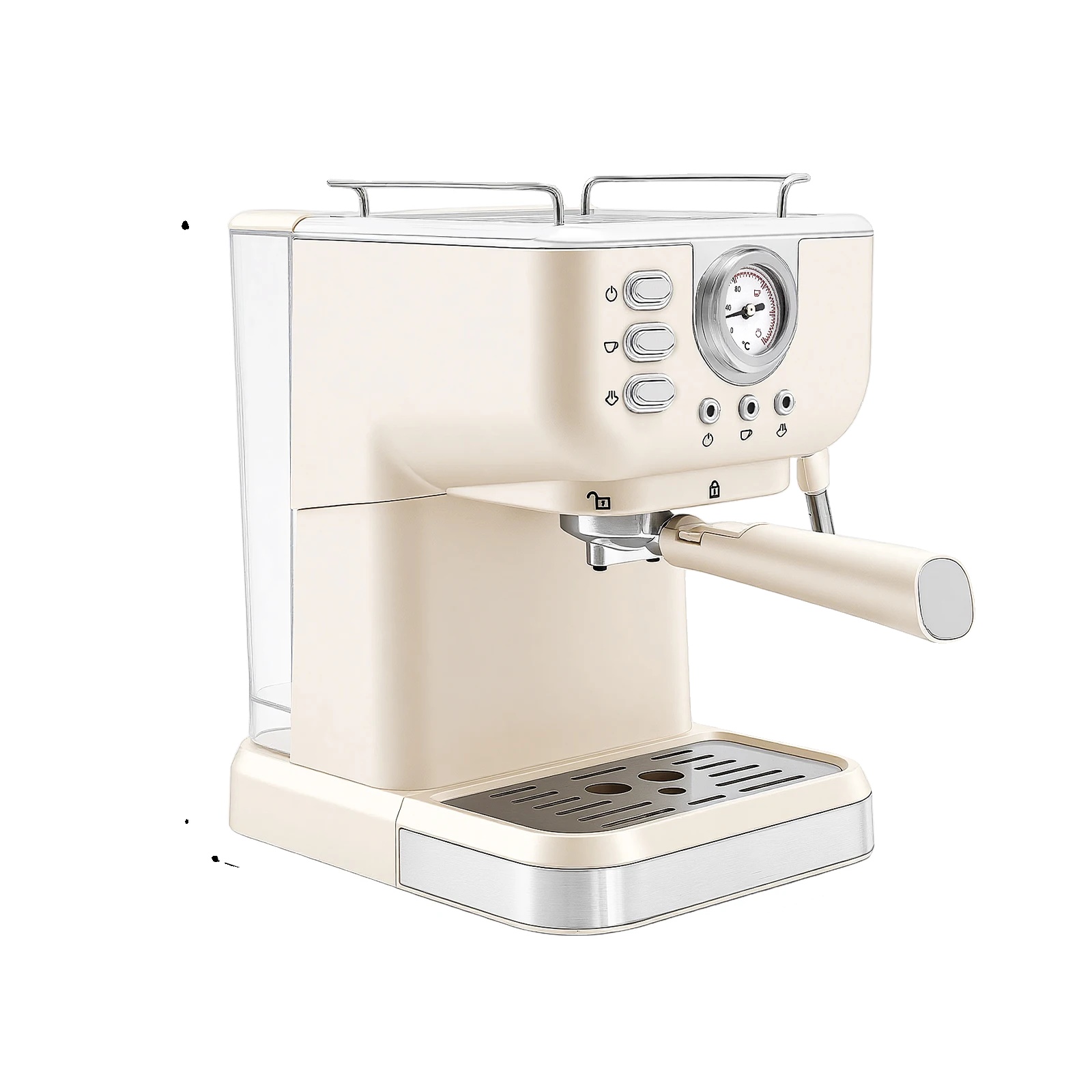 Halbautomatische Kaffeemaschine, 20 Bar Druck, Dampfdüse, Weiss