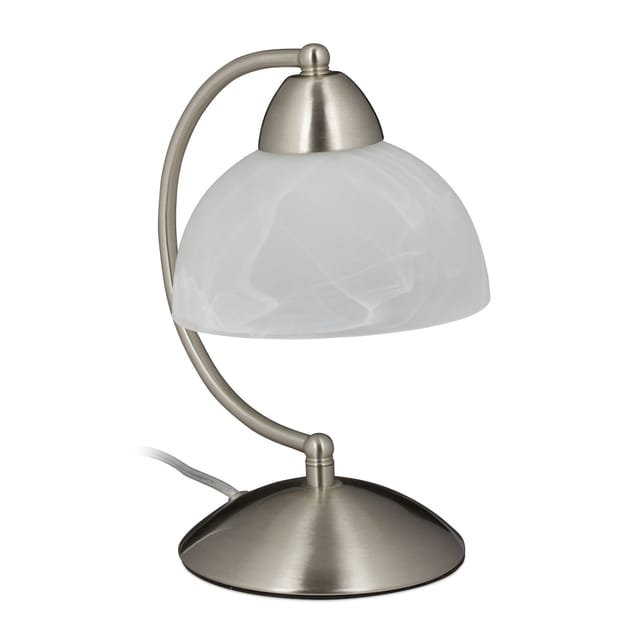 Tischlampe Touch, Retro Design, E14-Fassung, dimmbare Nachttischlampe, Glas & Eisen, hbt 25x15x19 cm, silber - Relaxdays
