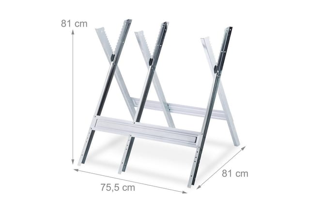 Relaxdays Sägebock, Holzsägearbeiten, klappbar, Sägegestell für Kettensägen, Stahl, H x B x T: 81 x 75,5 x 81 cm, silber