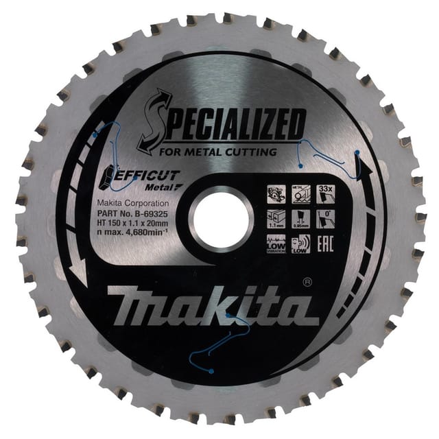 Zubehör - Sägeblatt Metall 150x20 mm, 33 Zähne B-69325 - Makita