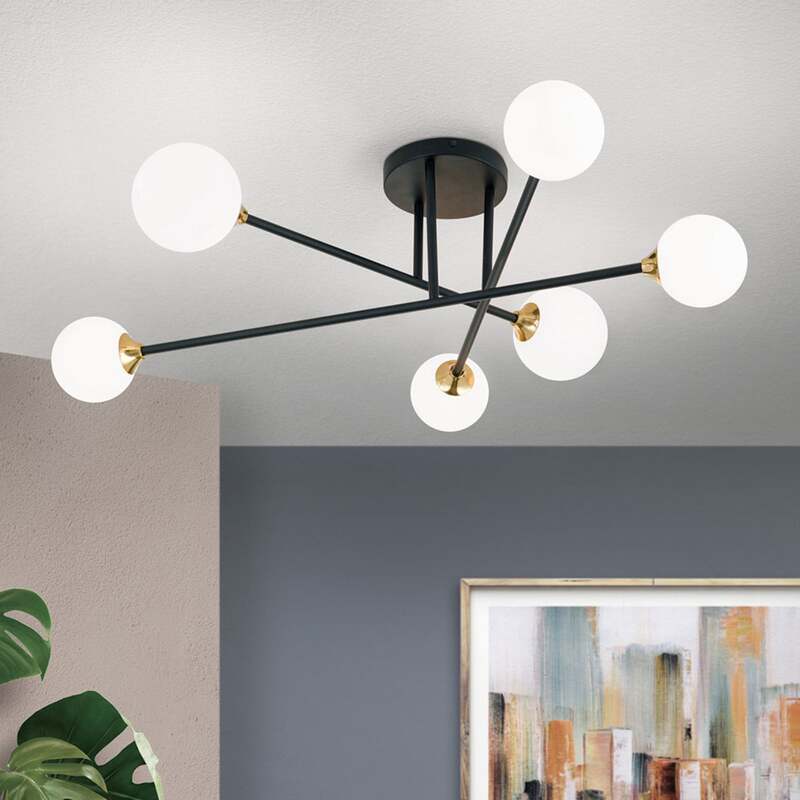 [neuwertig] B-ware Orion Deckenlampe Snowwhite 6-flammig Led Lampe Dimmbar Schwarz Ø84cm