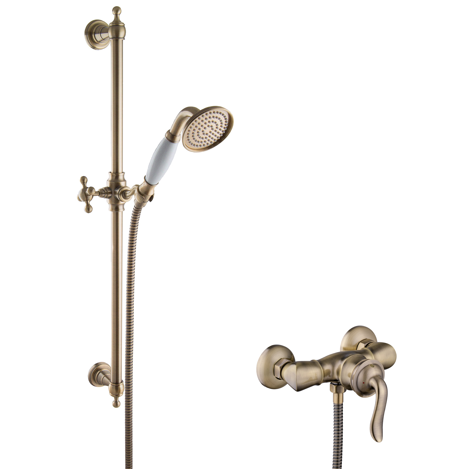 Paulgurkes Bronze Retro Duschset Aufputz Duscharmatur Antik