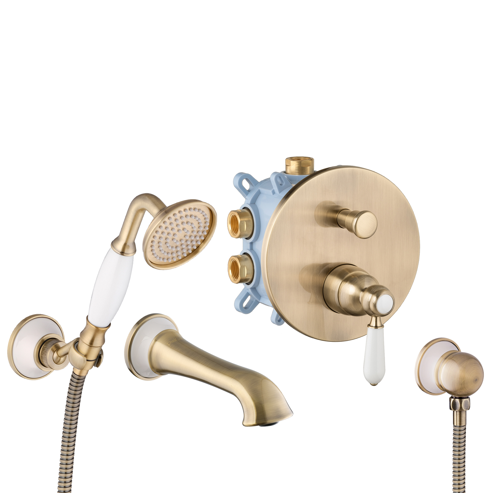 Paulgurkes Bronze Unterputz Wannenset Retro Keramikeinlage Antik