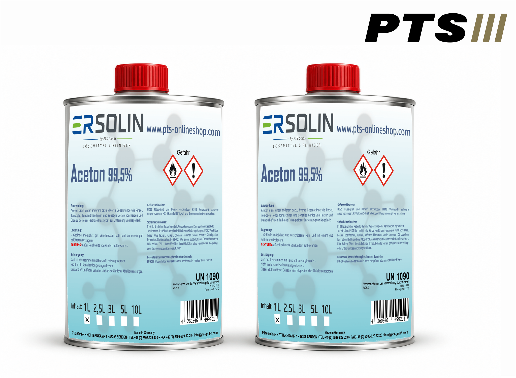 Aceton 99,5% 2x1 L Blechdose Reiniger Entfetter Lösemittel Lackentferner Sehr Ergiebig