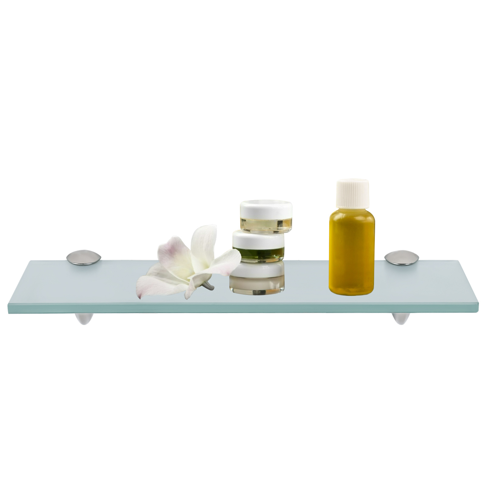 Randaco Glasregal Wandregal 50 X 10 X 0,8 Cm, Milchglas Glasboden Mit Halterungen, Badregal Ablage Hängeregal Für Bad, Küche & Wohnzimmer
