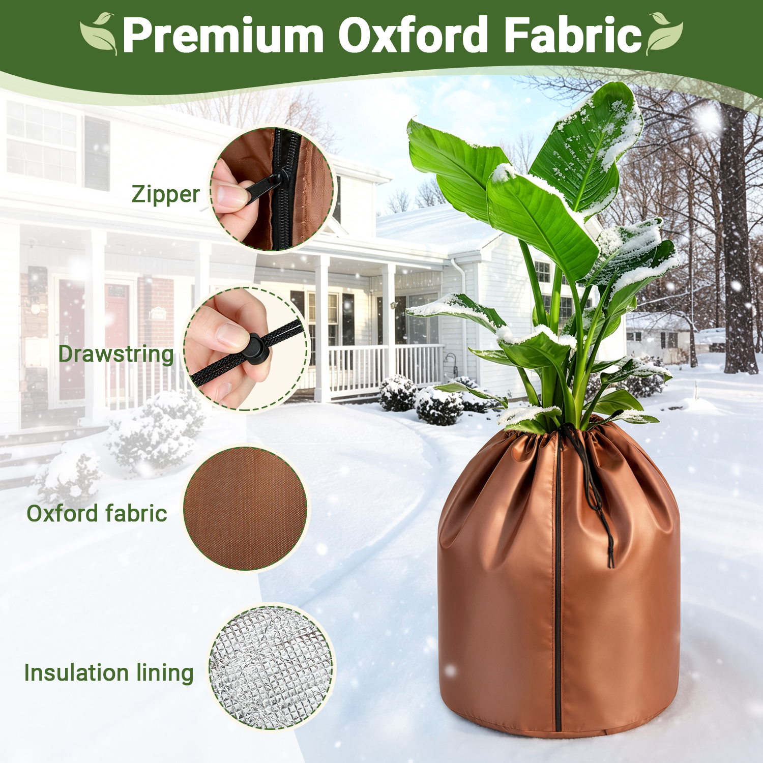 Randaco 4er Winterschutz Für Pflanzen 50x45 Cm Braun, Frostschutz Für Kübelpflanzen Mit Reißverschluss