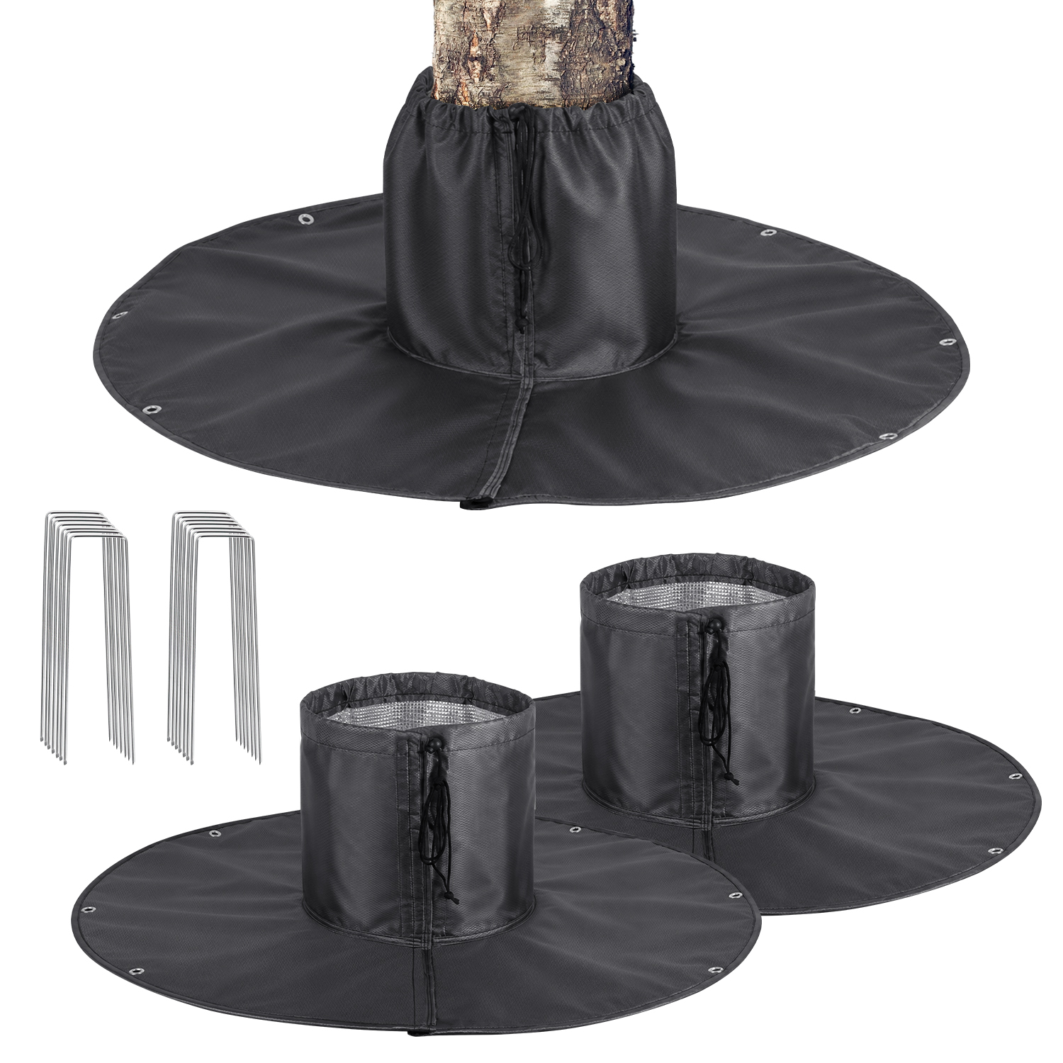 Randaco 2er Set Pflanzen Winterschutz Frostschutzmatte Ø100 Cm Mit Erdankern, Wurzelschutz Für Bäume Und Sträucher