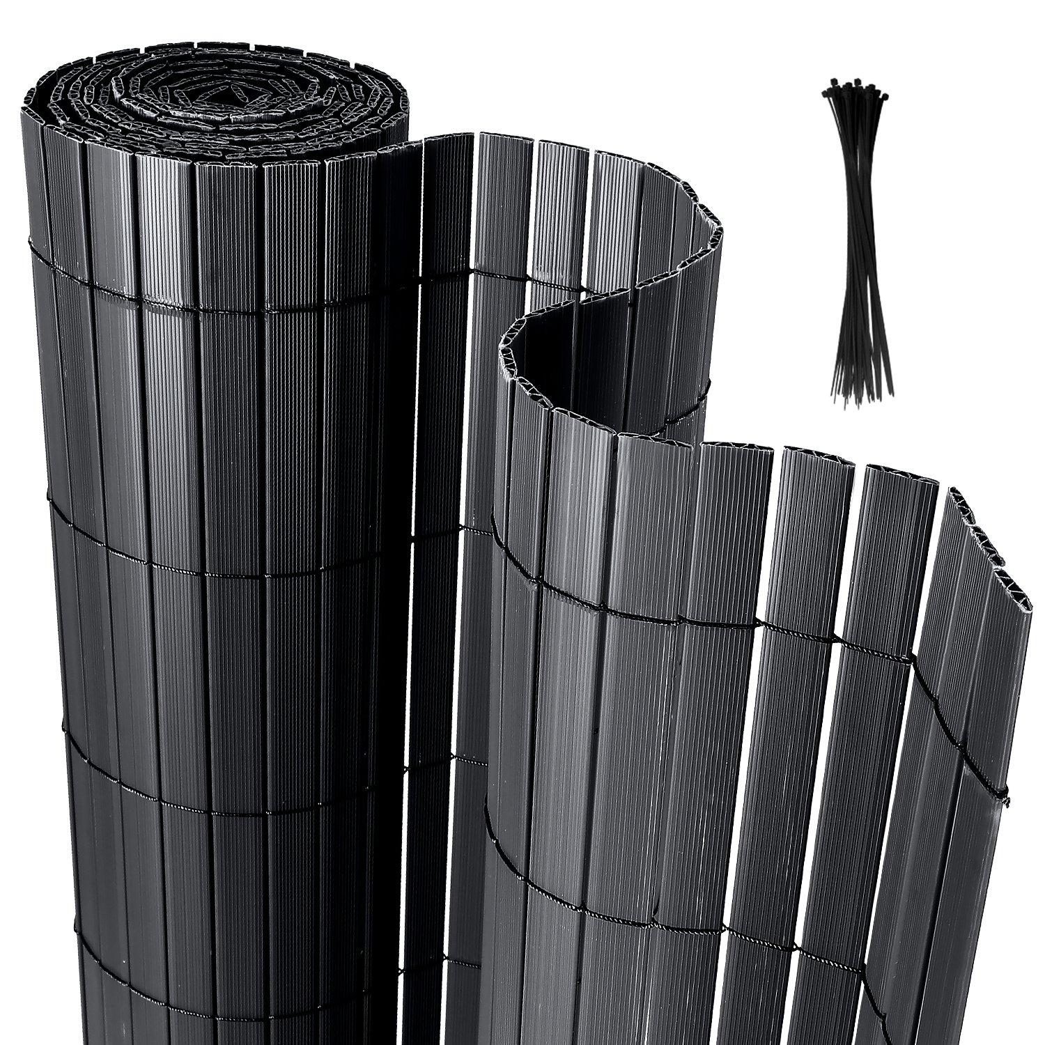 Randaco Sichtschutzmatte Pvc Sichtschutzzaun Anthrazit Windschutz Fur Garten Balkon Und Terrasse 90x500cm Stabile W-form