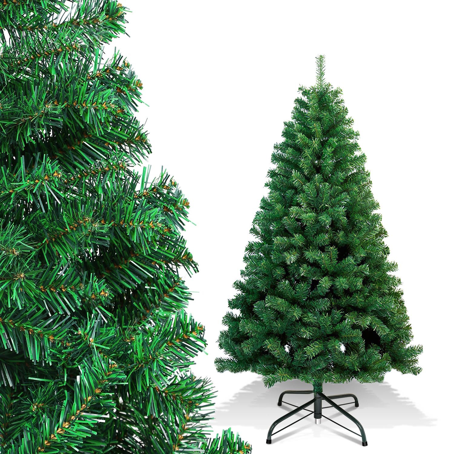 Randaco 150cm Künstlicher Weihnachtsbaum Mit 400 Spitzen Pvc, Tannenbaum Mit Ständer, Christbaum Kunstbaum Grün