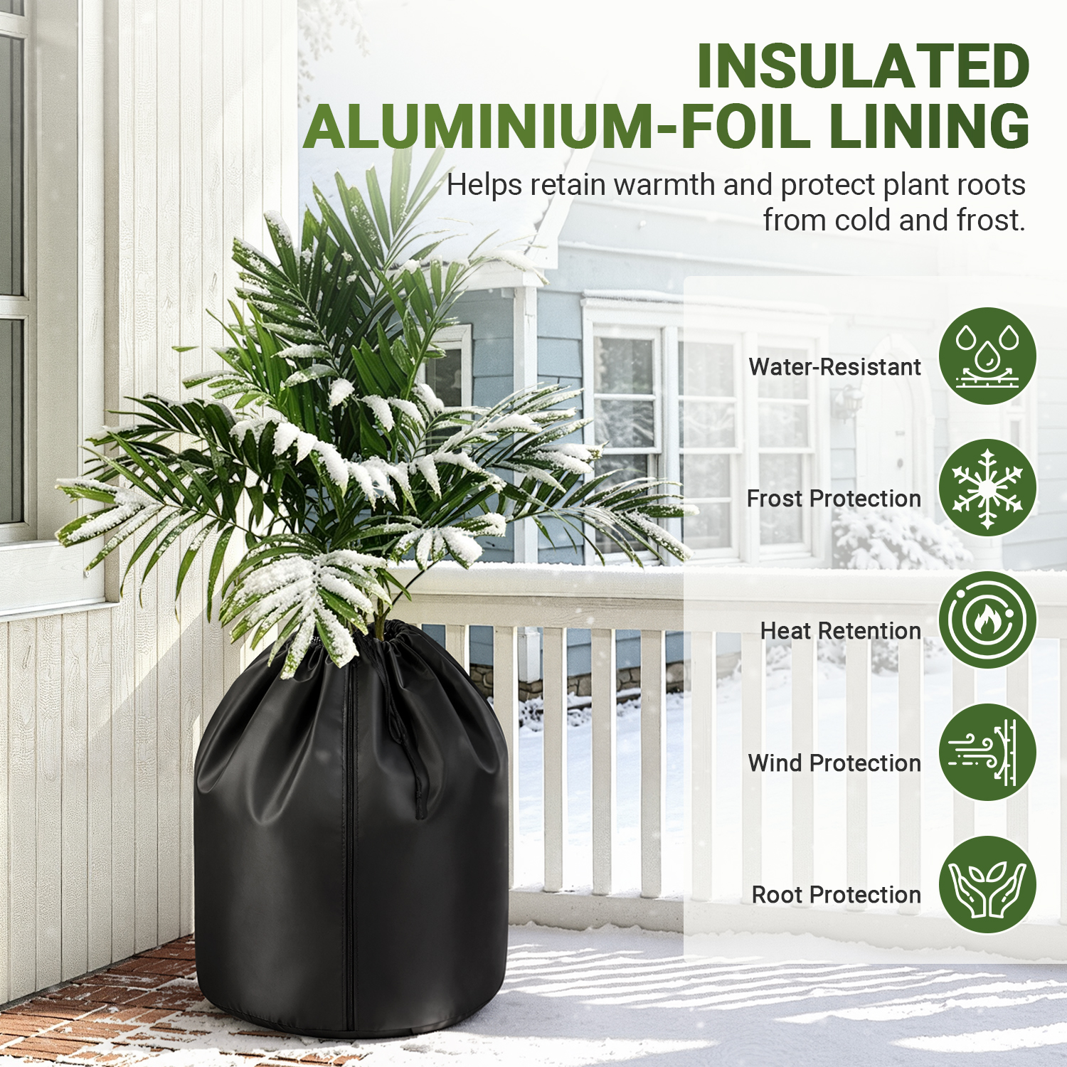 Randaco 4er Winterschutz Für Pflanzen 70x65 Cm Schwarz, Frostschutz Für Bäume Und Sträucher Mit Kordelzug