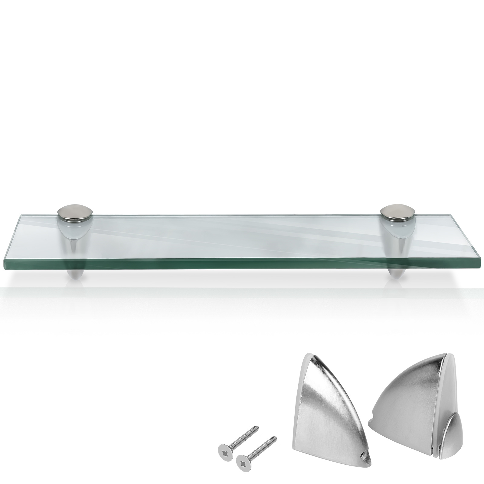 Randaco Glasboden Wandregal 40 X 10 X 0,8 Cm, Glasregal Klarglas Mit Halterung, Badregal Ablage Hängeregal Für Badezimmer