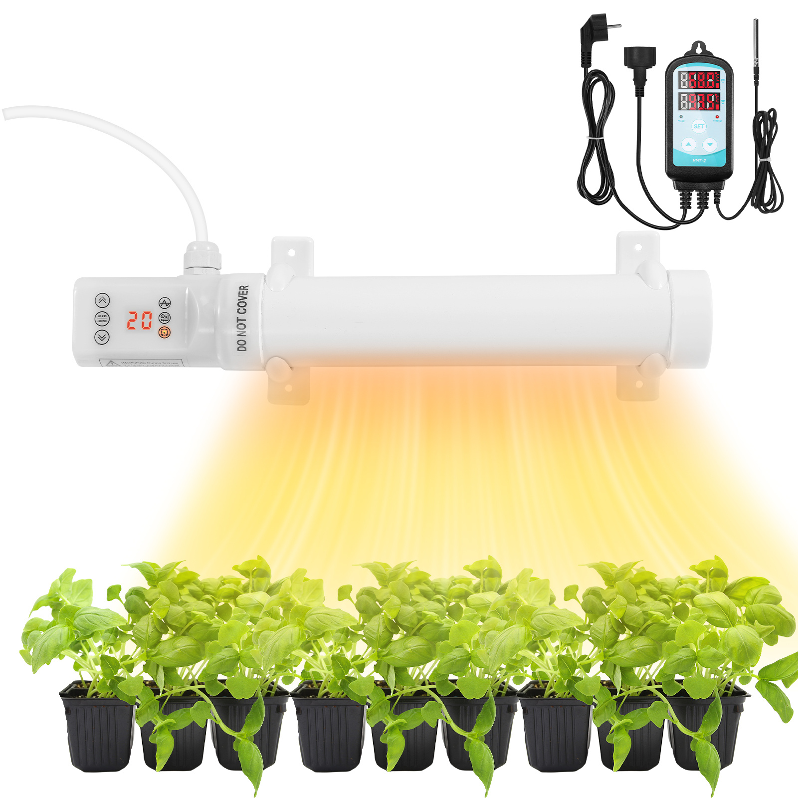 Randaco Gewächshausheizung 120w Mit 24-stunden-timer, Rohrheizung 640 Mm, Weiß