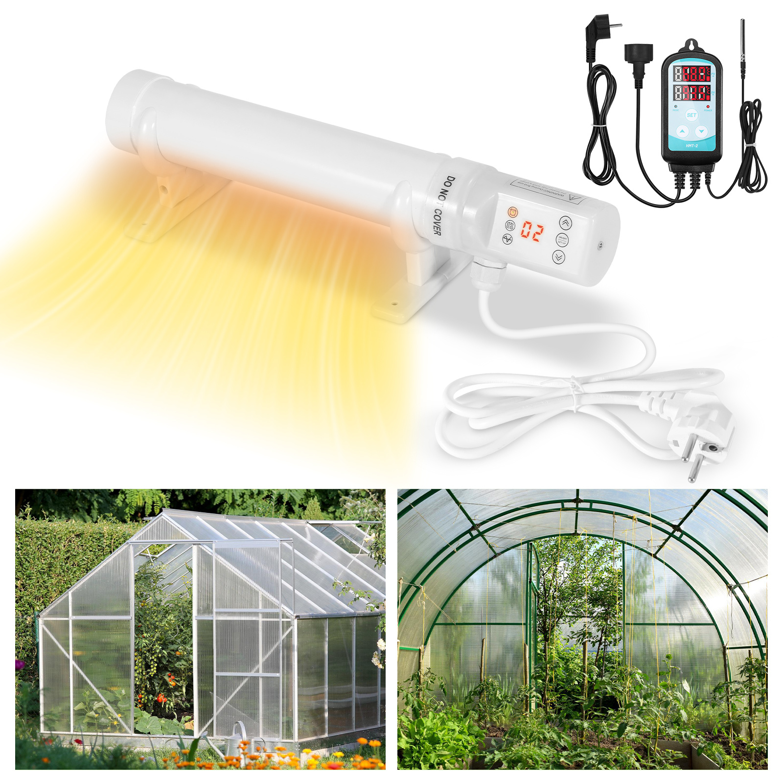 Randaco Gewächshausheizung 240w Mit 24-stunden-timer, Rohrheizung 1250 Mm, Weiß