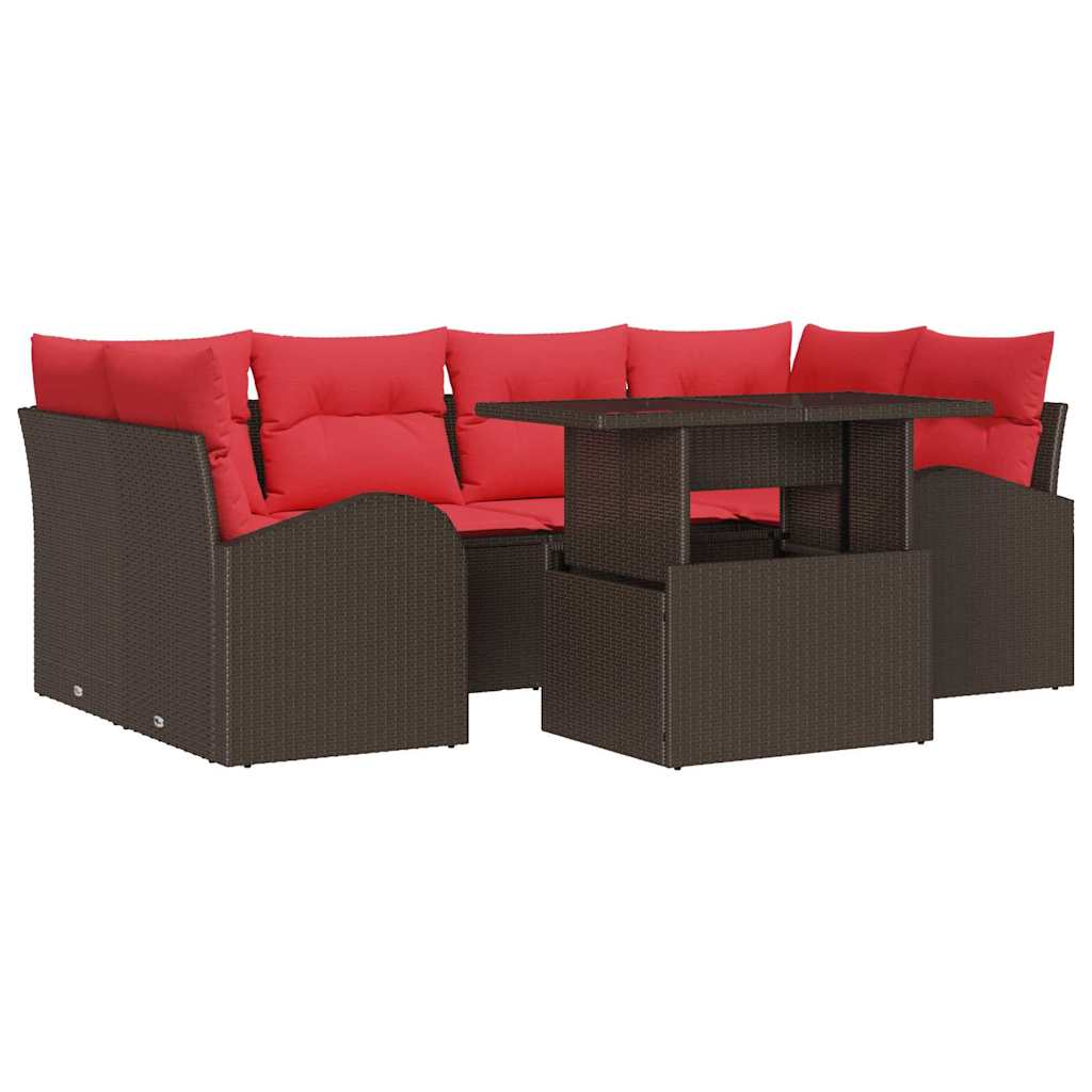 Maison Exclusive - Gartensofa-set 7 Stk. Braun Und Rot