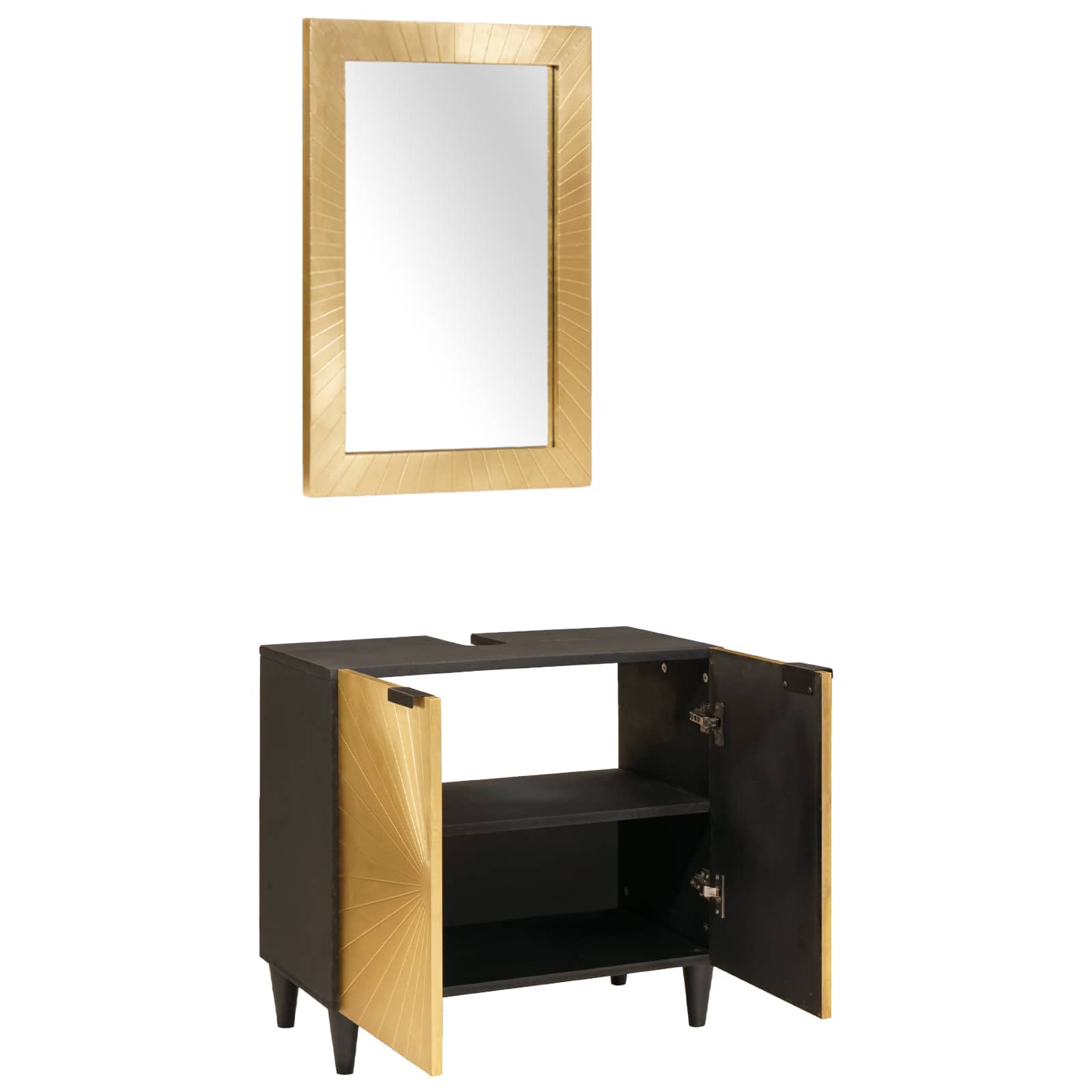 Maison Exclusive - Badezimmerschrank-set 2 Stk. Schwarz Und Messi