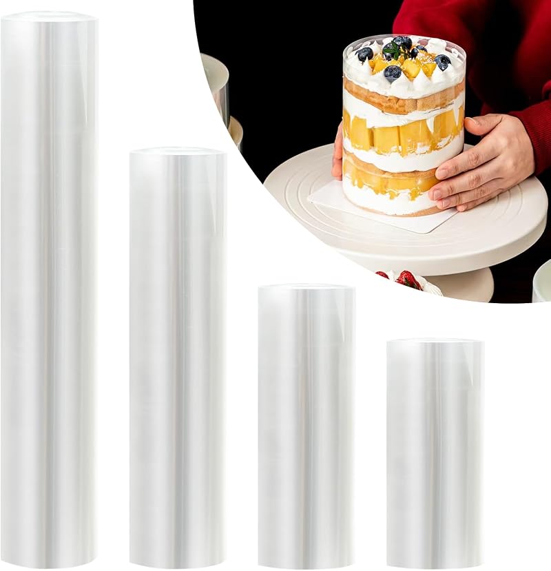 Acetat-gebäckstreifen, Wiederverwendbarer Tortenkragen, 4 Größen Transparenter Acetatstreifen 8/10/15/20 Cm X 10 M, Leicht Zu Reinigen Für Mousse Und Desserts