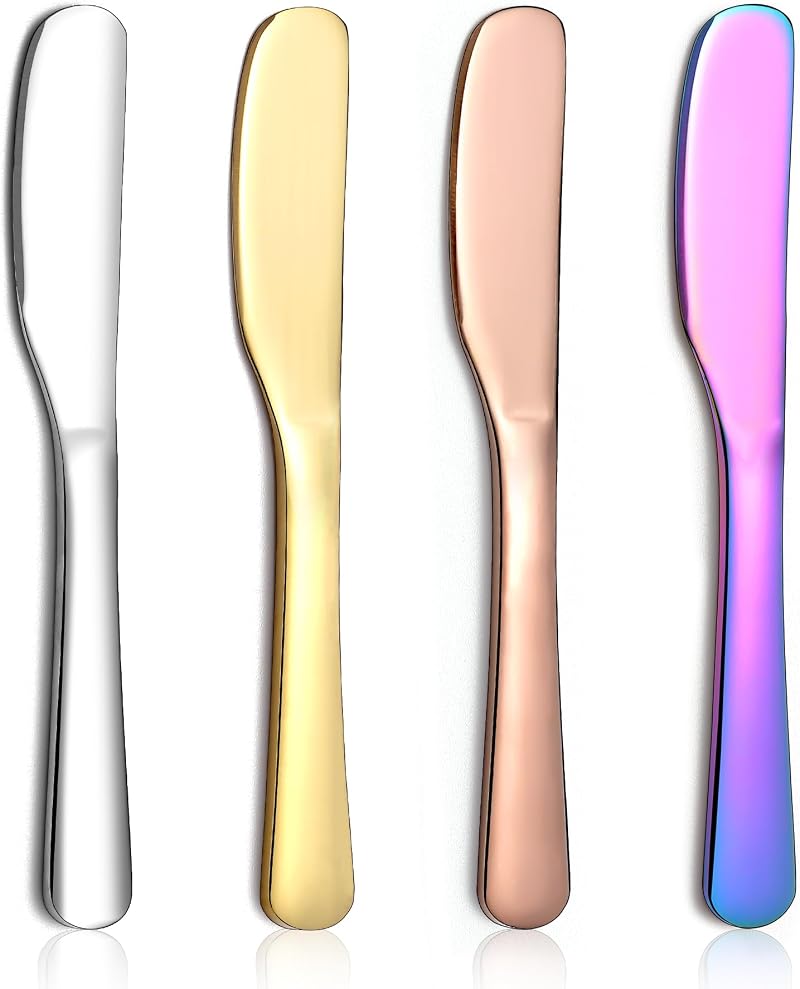 4-teiliges Buttermesser-set, Buttermesser Aus Edelstahl Mit Titan-gold-beschichtung, Farbenfroher, Roségoldener Butterstreicher Für Den Privaten Und Gewerblichen Gebrauch. Spülmaschinenfest.