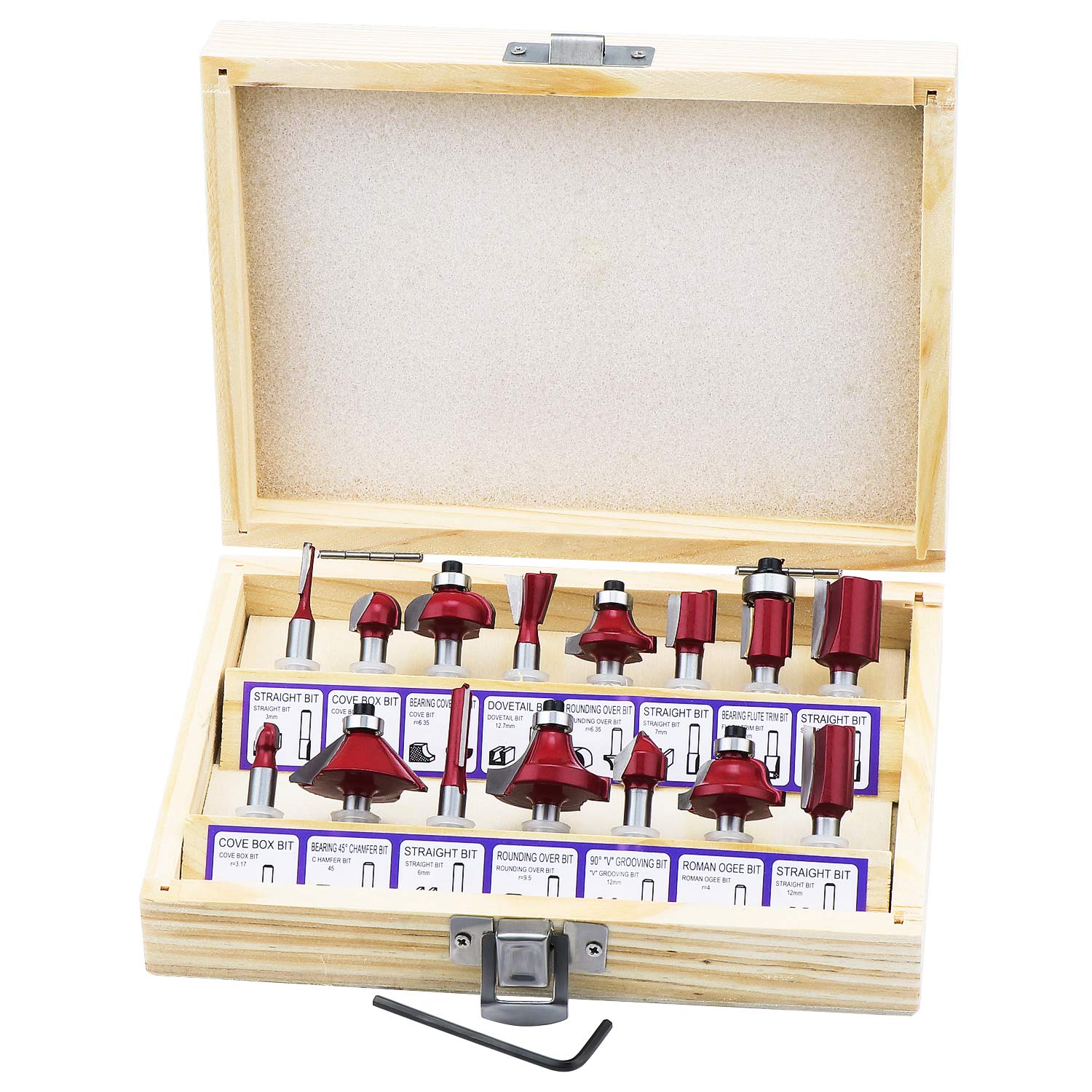 15 Stück 6,35 Mm Fräser, Holzbearbeitungsfräser, Nutfräser, Hartmetallfräser, Holzbearbeitungsfräser, Elektrische Fräser