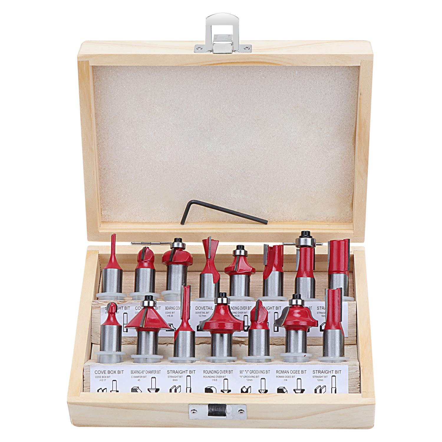 15-teiliges 12,7-mm-fräserset, Holzbearbeitungsfräser, Nutfräser, Hartmetallfräser, Holzbearbeitungsfräser, Elektrofräser