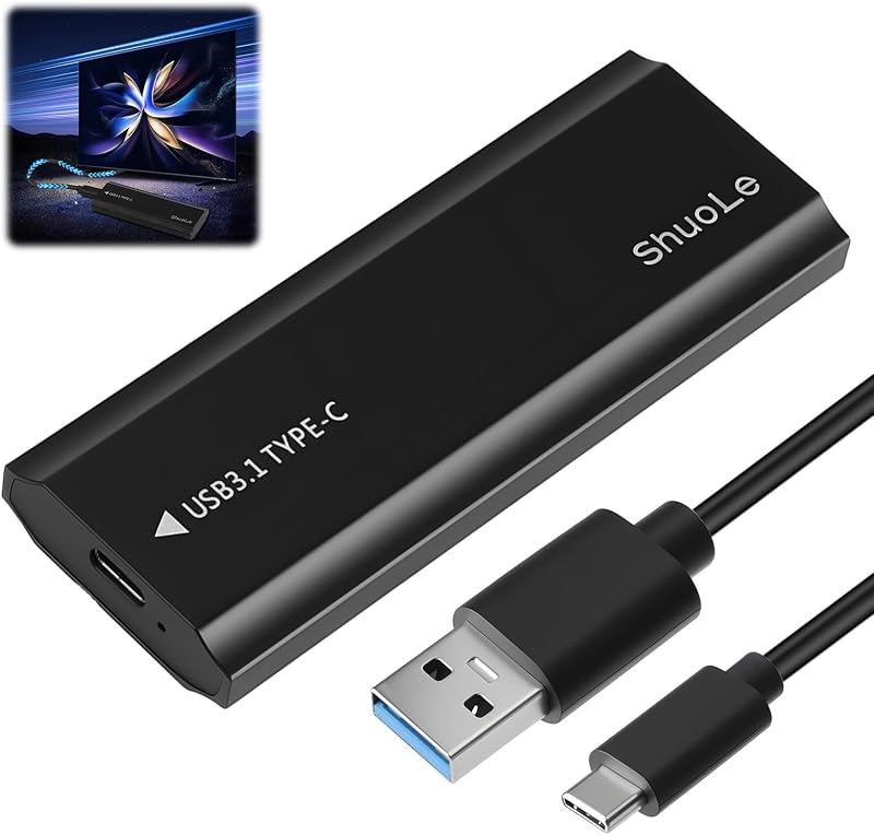M.2 Nvme 10-gbit/s-ssd-gehäuse Mit Usb 3.1 Gen 2, M.2 Nvme-auf-usb-c-aluminiumadapter, Nvme-usb-gehäuse Für Ssds Der Typen 2230, 2242, 2260 Und 2280 Bis Zu 8 Tb, Kompatibel Mit Iphone 17, Macbook, Pc,