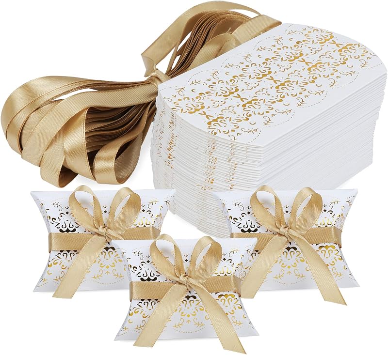 Set Mit 50 Kissenförmigen Gastgeschenkboxen Für Hochzeiten, Partys, Süßigkeiten Und Co.