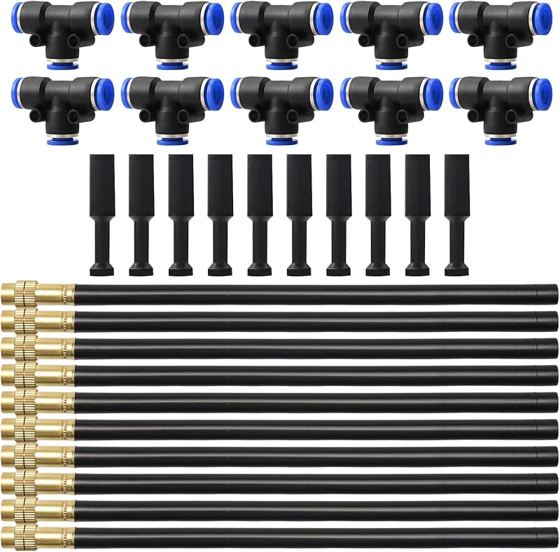 10er-pack 20-cm-sprühdüsen – 8-mm-rundum-schnellanschlussdüsen Mit 10 T-stücken Und 10 Kappen, Für Die Bewässerung Von Gewächshäusern, Gärten Und Rasenflächen.