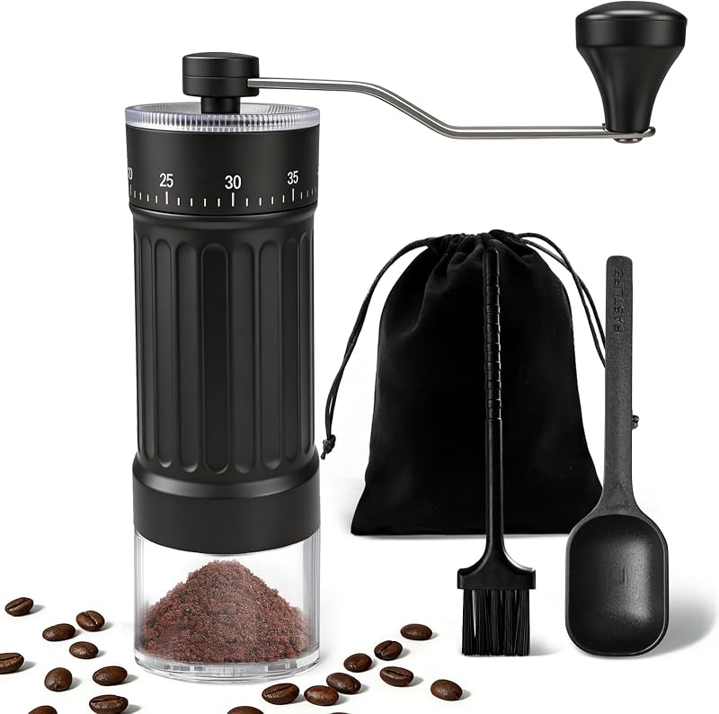 Kaffeemühle, Kaffeebohnenmühle Mit Messlöffel, Reinigungsbürste Und Aufbewahrungsbeutel, 40 Einstellbare Mahlgradeinstellungen, Für Espresso Und Filterkaffee