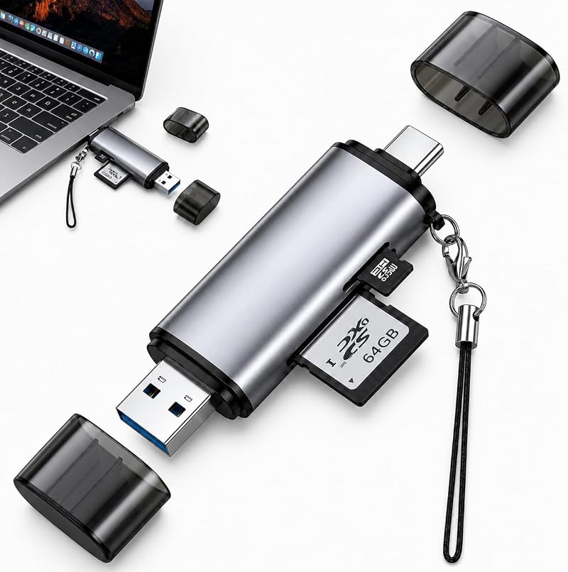 Usb 3.0 Sd-kartenleser Für Sd-, Micro-sd-, Sdxc-, Sdhc- Und Uhs-i-karten, 5 Gbit/s Dual-slot-speicherkartenadapter, Kompatibel Mit Iphone 17/16/15, Macbook, Galaxy S26, High Speed