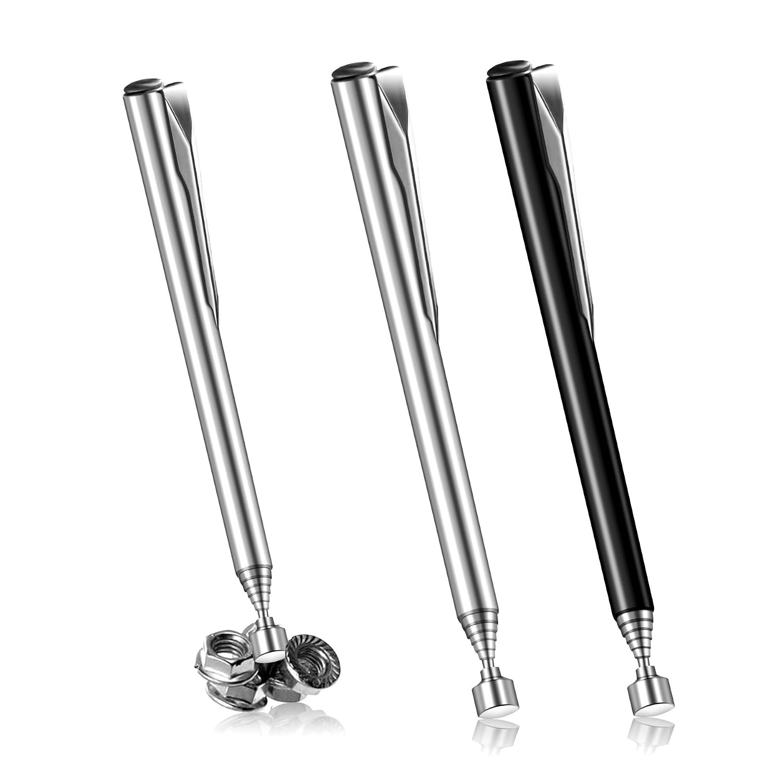Set Mit 2 Ausziehbaren Teleskopmagneten - 64 Cm - Edelstahl - Schießwerkzeug - 1,4 Kg - Für Schrauben, Muttern, Schraubenschlüssel, Metallteile - Für Haushalt, Auto Usw.