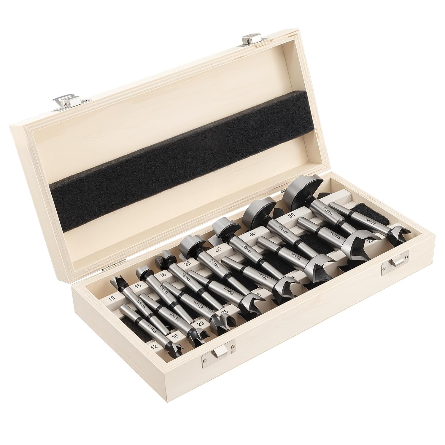Set Mit 15 Forstnerbohrern Von 10 Bis 50 Mm – Lochsäge Für Hartholz, Weichholz, Kunststoff, Sperrholz
