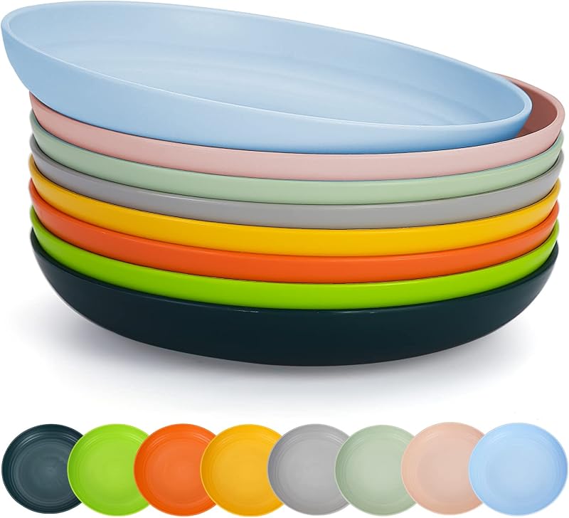 23 Cm Kunststoffteller, 8 Farben, Wiederverwendbar Und Robust, Geschirrset, Schüsseln Für Nudeln, Vorspeisen, Desserts, Müsli, Bpa-frei, Mikrowellen- Und Spülmaschinengeeignet