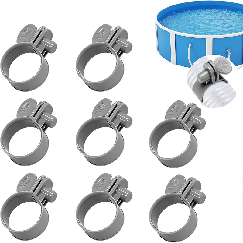 Set Mit 8 Verstellbaren Poolschlauchschellen, 32 Mm Verstellbare Schlauchschellen, Poolschlauchschellen, Für Haus, Hof, Terrasse, Außenbereich, Garten, Industrie