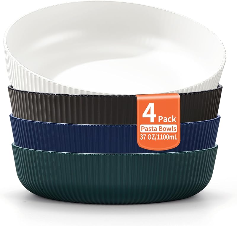 4er-set Pastaschüsseln (1100 Ml) – Große, Bruchsichere Kunststoffschüsseln Für Suppe/salat/obst, Geeignet Für Zuhause/restaurant/outdoor/picknick/camping