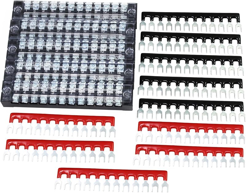 600v 15a Schraubklemme, 12-polig, Zweireihig, Mit 400v 15a Rot-schwarzer Streifenbarriereklemme, 15 Stück (12-polig - 5er-pack)