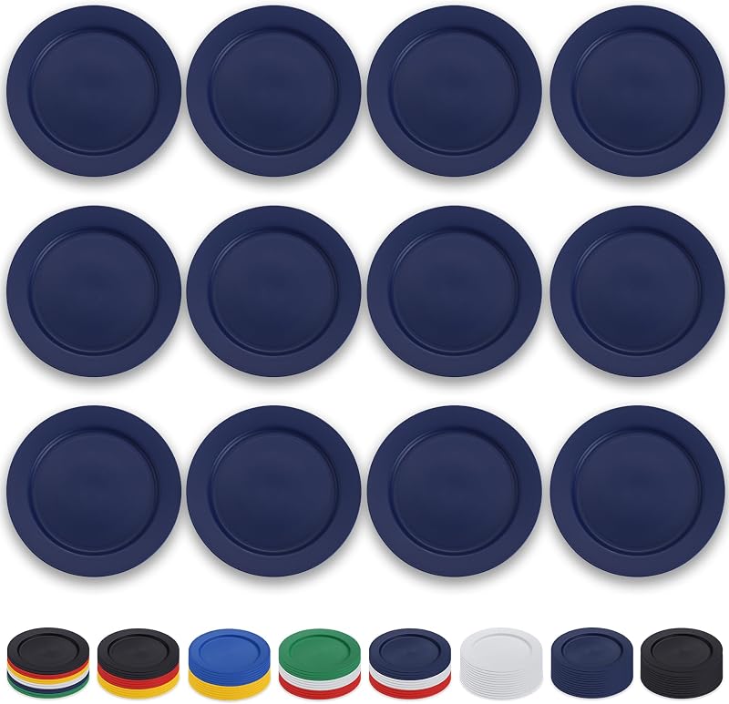 12-teiliges Set Aus 25 Cm Großen Kunststofftellern, Eur-blau, Wiederverwendbare Teller, Salatteller, Pastaschüsseln, Leicht Zu Transportierendes Geschirr Für Zuhause, Garten, Picknicks Und Camping