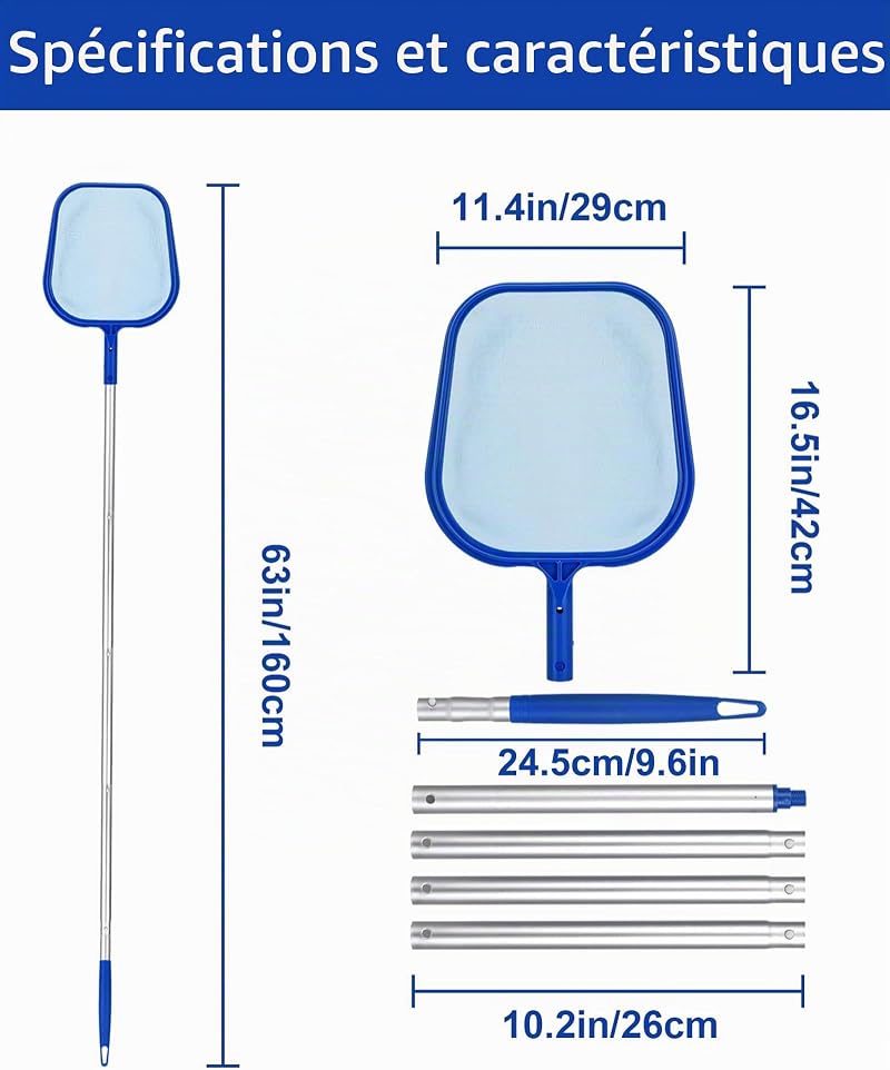 Oberflächenskimmer Für Schwimmbecken, 160 Cm Poolskimmer, Aquariumskimmer Mit Verstellbarer Teleskopstange Zur Reinigung Von Blättern Und Schmutz In Schwimmbecken, Springbrunnen, Teichen Und Whirlpool