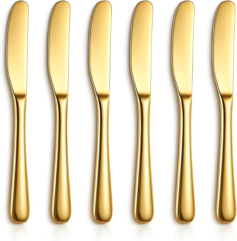Buttermesser (6 Stück) – Goldfarbene Buttermesser Aus Edelstahl, Goldene Küchenaccessoires Für Butter, Frischkäse, Vorspeisen, Marmelade, Erdnüsse