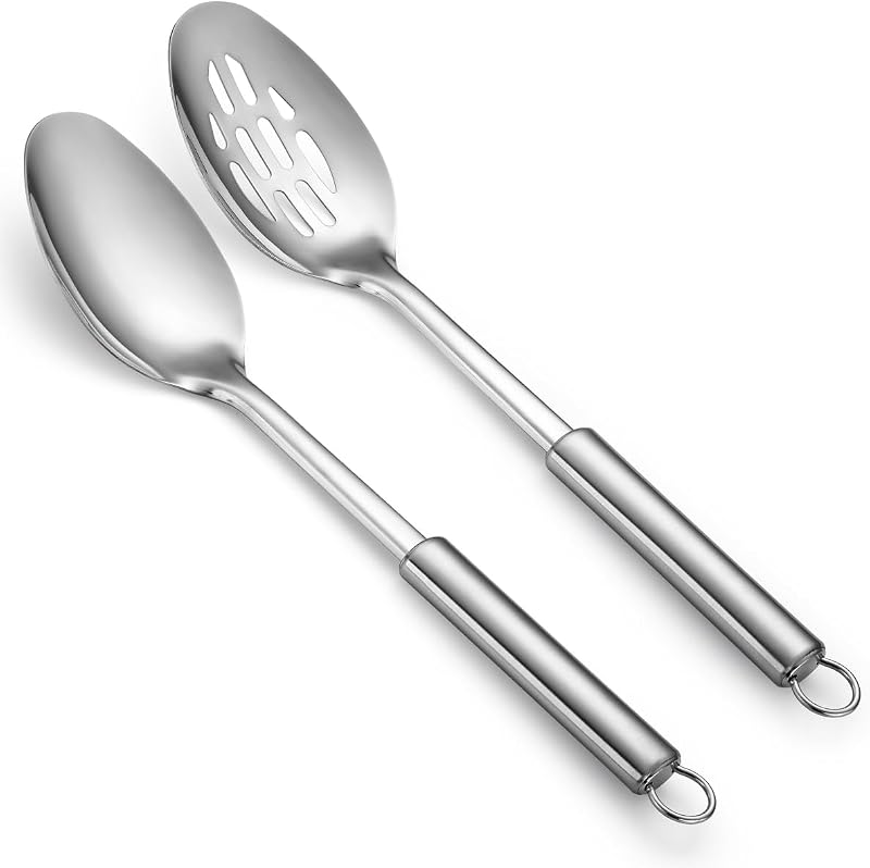 Küchenlöffel-set Aus Massivem Edelstahl Mit Schlitzen, Küchenutensilien-set, Zum Mischen, Servieren Und Pürieren, Große Löffel, Geschenkidee Für Zuhause Und Restaurant