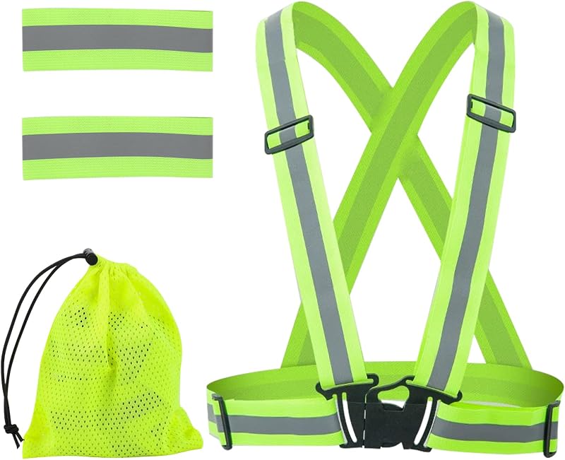 Reflektierende Sicherheitsweste Für Radfahrer, Verstellbare Fluoreszierende Weste Und 2 Reflektierende Armbänder, Leicht Und Gut Sichtbar, Geeignet Zum Laufen, Radfahren Und Wandern (grün)