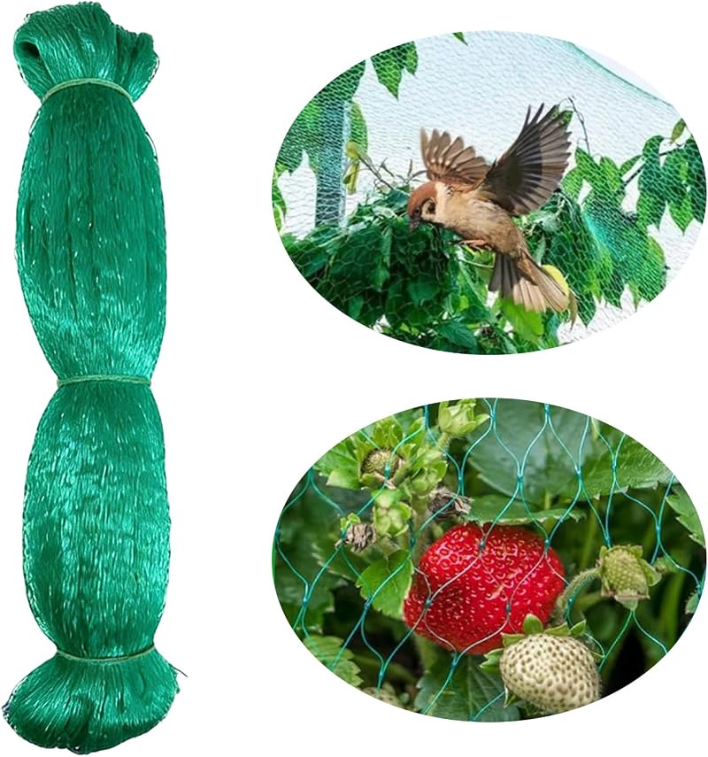 Vogelschutznetz 4 X 10 M, Garten- Und Gemüsebeetnetz, Taubennetz, Vogelschutznetz, Zum Schutz Von Pflanzen, Früchten, Blumen, Bäumen Und Teichen, Feine Maschenweite 1,5 X 2 Cm, Grün