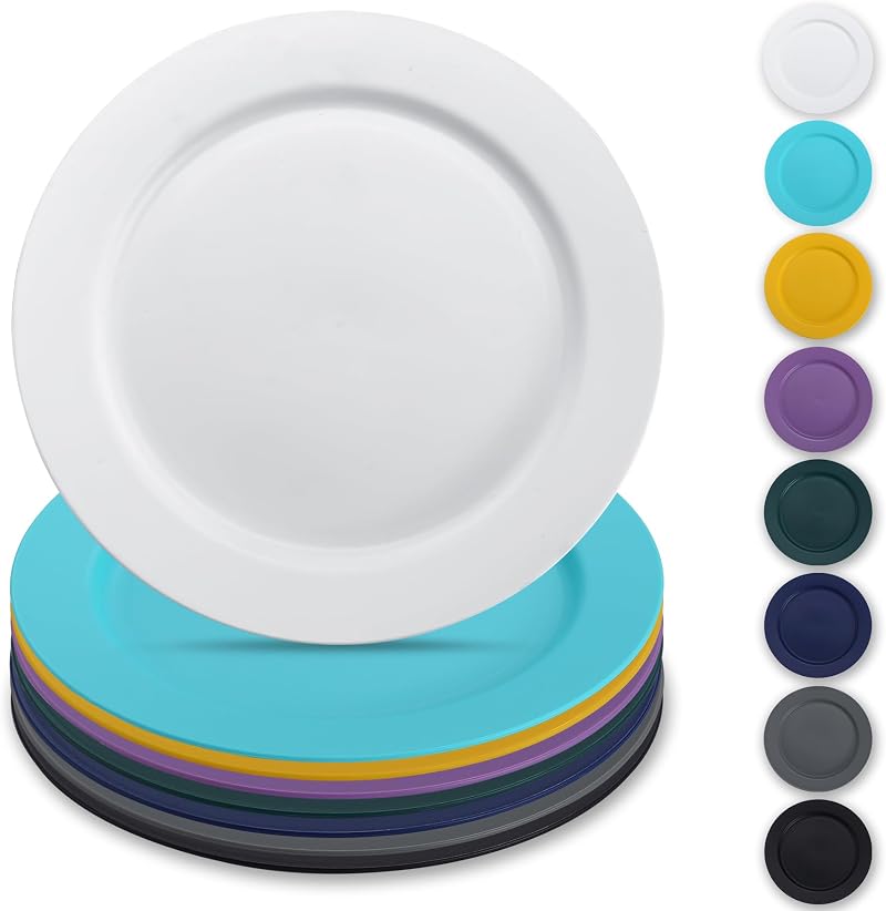 8-teiliges Set Aus 25 Cm Großen Kunststofftellern, Mehrfarbige, Wiederverwendbare Teller, Salatteller, Pastaschüsseln, Leicht Zu Transportierendes Geschirr Für Zuhause, Garten, Picknicks Und Camping