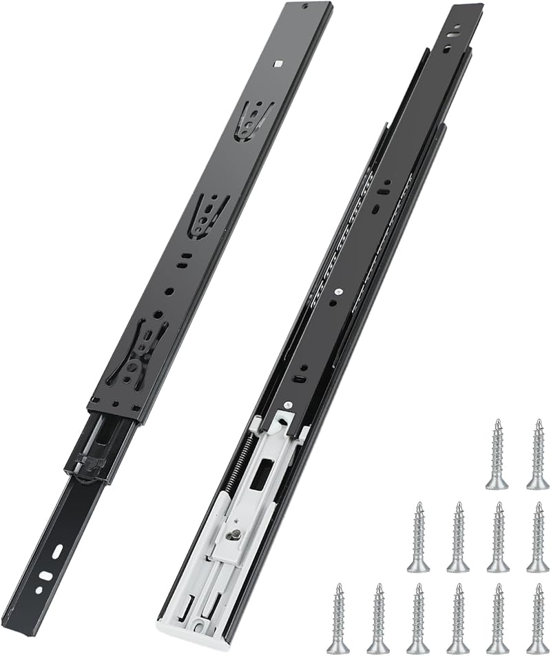 X 400 Mm Schubladenschienen - Schubladenschiene Mit Kugellager, 45 Kg Tragkraft, 3-teilige Teleskopschienen Mit Soft-close-mechanismus (schwarz)