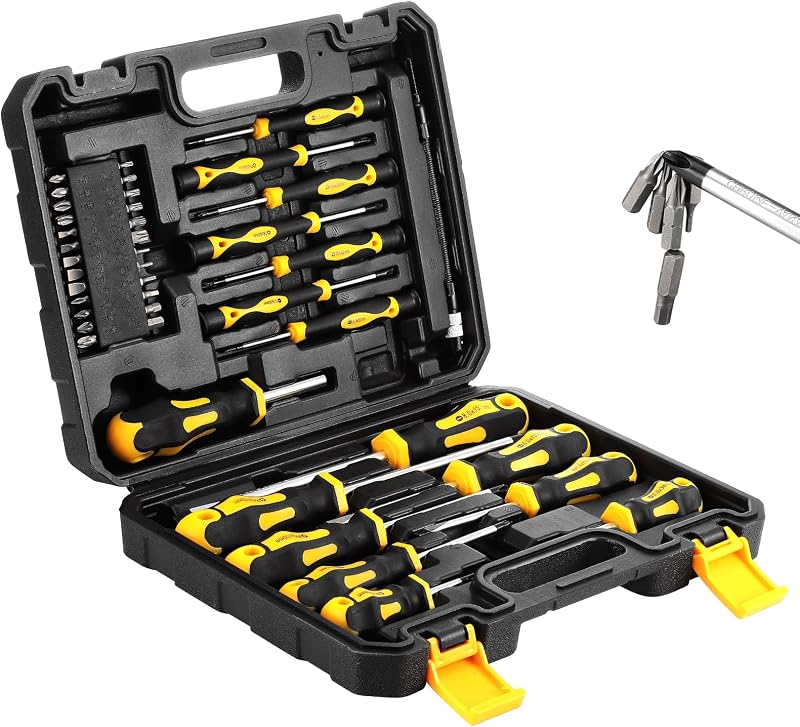 Set Mit 42 Magnetischen Schraubendrehern, Darunter Schlitz-, Kreuzschlitz-, Torx-, Innensechskant-, Vierkant- Und Pozidriv-schraubendreher – Tragbares Und Robustes Multifunktions-schraubendreher-set –