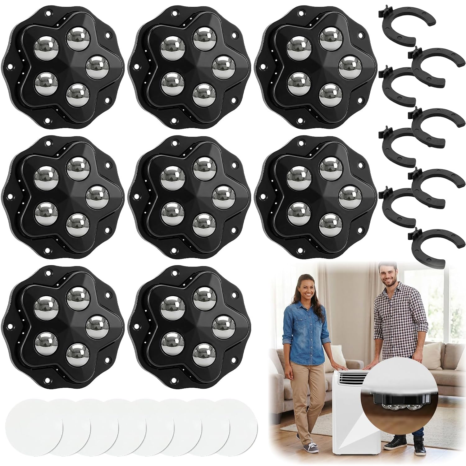 Möbelrollen, Universal-kugellagerrollen, 360° Drehbare Riemenscheibe, Mini-lenkrollen Mit 8 Bremsen Und 8 Aufklebern, Für Möbel, Aufbewahrungsboxen, Mülleimer