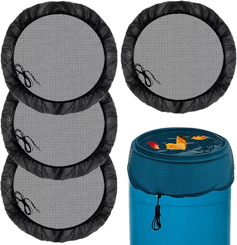 80 Cm Regenwassertanknetz, 4 Regentonnen-schutznetze, Regentonnenabdeckung Mit Kordelzug, Verstellbarer Fassdeckel, Mücken- Und Laubschutz