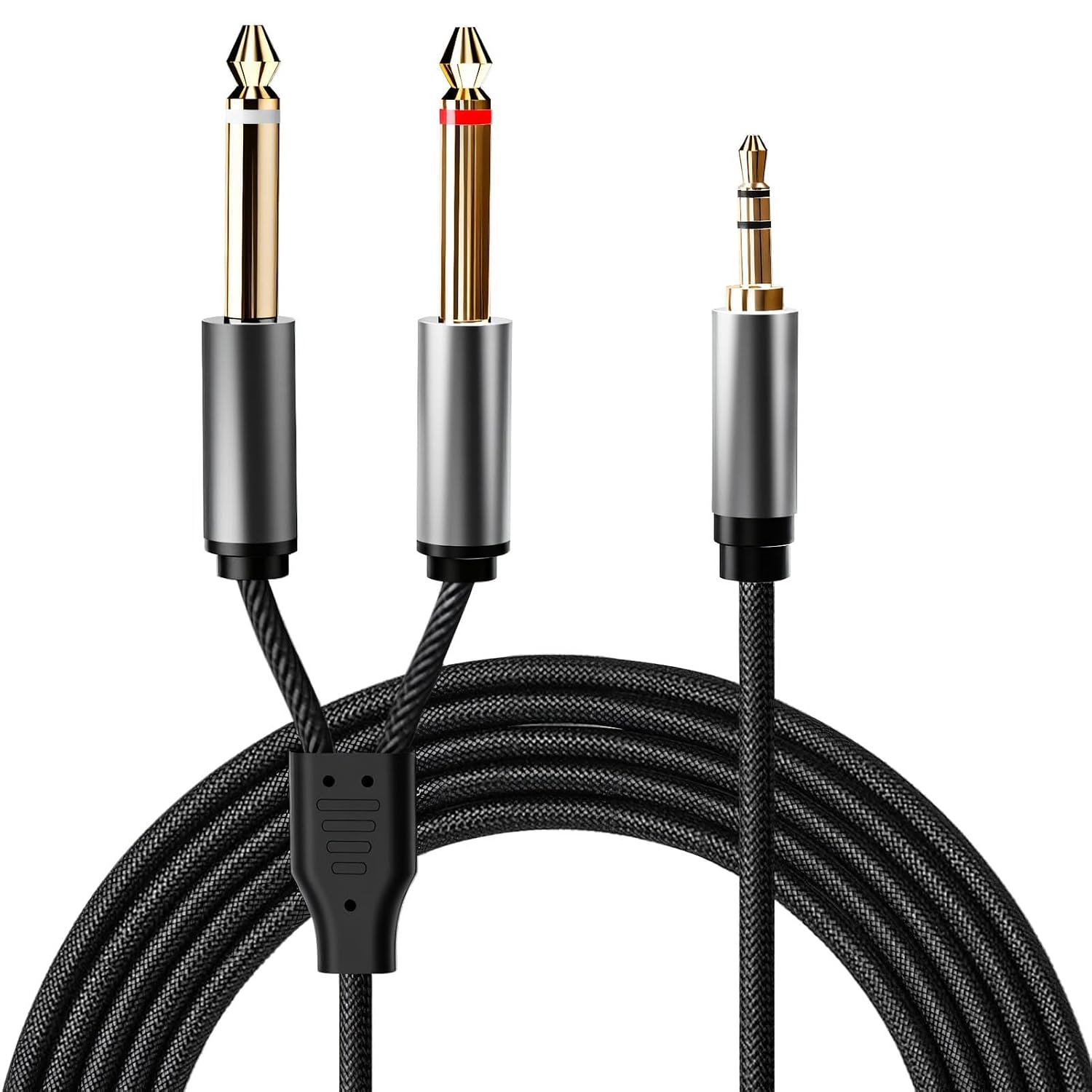 3,5-mm-klinkenstecker Auf 2 X 6,35-mm-klinkenstecker-adapterkabel, 1,5 M, 3,5-mm-klinkenstecker Auf 6,35-mm-klinkenstecker Stereo-audiokabel Für Smartphone, Tablet, Pc Zu Verstärker, Mischpult, Keybo