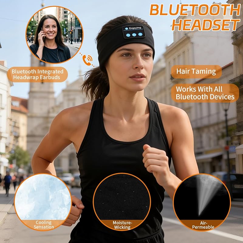 Kopfbügel-kopfhörer Mit Schlafmaske Geräuschunterdrückende Kopfhörer Für Erwachsene, Ideal Für Seitenschläfer, Musik, Sport, Laufen, Mikrofon Für Anrufe, Usb-aufladbar, Waschbar, Schwarz