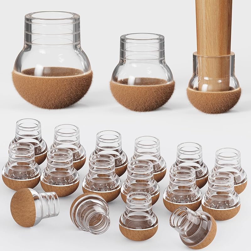 Stuhlbeinschoner, 24 Stück Transparente Silikon-stuhlbeinkappen Mit Filzbezug, Reduzieren Geräusche, Verhindern Kratzer, Durchmesser 20–26 Mm